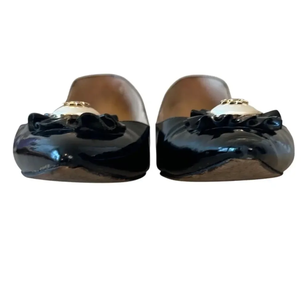 Tory Burch Melody Pointed Toe Patent‎ Flats Black 8
